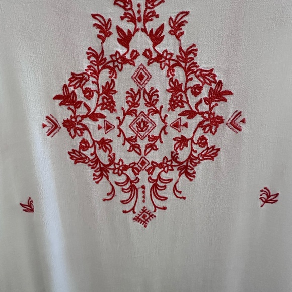 Miss Me Boho White Sheer Open Swim Coverup Orange Embroidery Tassels Large - Picture 3 of 11